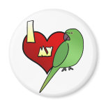 I Love my African Ringneck Parakeet magnets