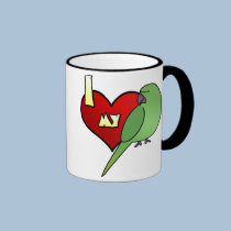 I Love my African Ringneck Parakeet mugs