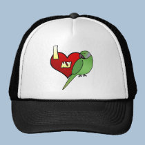 I Love my African Ringneck Parakeet hats