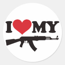 I Love My AK47 Round Sticker
