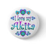 I Love My Akita Button