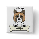 I Love My Akita Pinback Buttons
