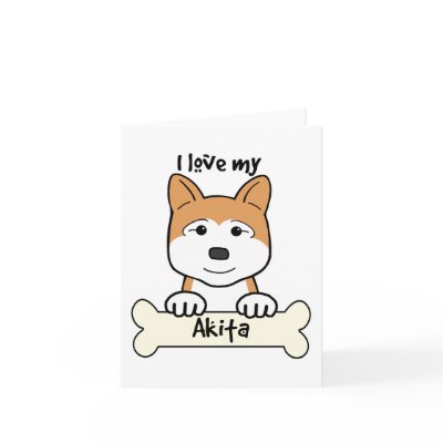 I Love My Akita Card by dogcartoons