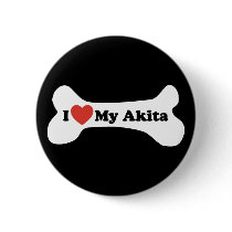 I Love My Akita - Dog Bone Pin