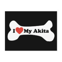 I Love My Akita - Dog Bone Postcards