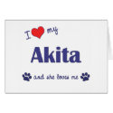 I Love My Akita (Female Dog) cards