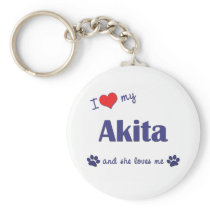 I Love My Akita (Female Dog) Key Chain