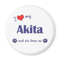 I Love My Akita (Female Dog) Magnets