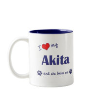 I Love My Akita (Female Dog) Mugs