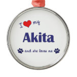 I Love My Akita (Female Dog) ornaments