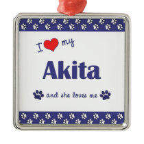 I Love My Akita (Female Dog) Christmas Ornaments