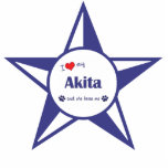 I Love My Akita (Female Dog) photo sculptures