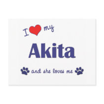 I Love My Akita (Female Dog) Postcards