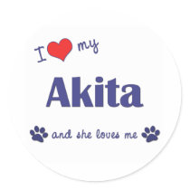 I Love My Akita (Female Dog) Stickers