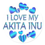 I Love My Akita Inu Round Stickers