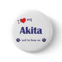 I Love My Akita (Male Dog) buttons
