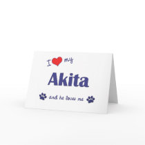 I Love My Akita (Male Dog) Greeting Cards