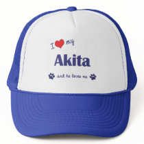 I Love My Akita (Male Dog) Mesh Hats