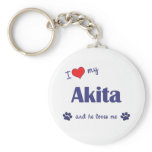 I Love My Akita (Male Dog) keychains
