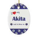 I Love My Akita (Male Dog) ornaments