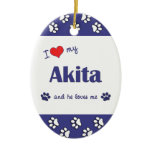 I Love My Akita (Male Dog) ornaments