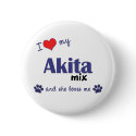 I Love My Akita Mix (Female Dog) buttons