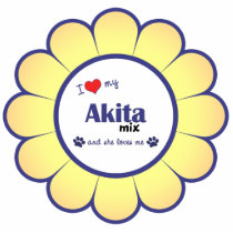 I Love My Akita Mix (Female Dog) Photo Sculptures