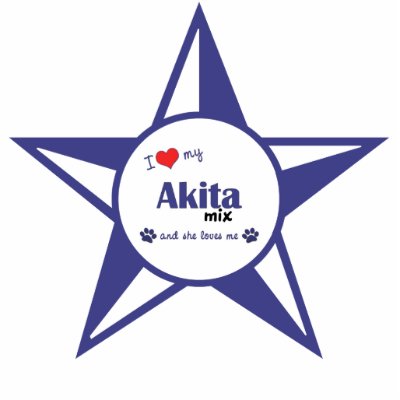 I Love My Akita Mix (Female Dog) Photo Sculpture by muttybuddy
