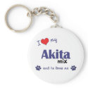 I Love My Akita Mix (Male Dog) keychains