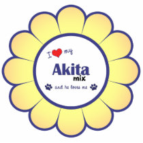 I Love My Akita Mix (Male Dog) Photo Cut Out