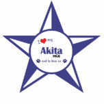 I Love My Akita Mix (Male Dog) photo sculptures
