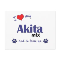 I Love My Akita Mix (Male Dog) Postcard