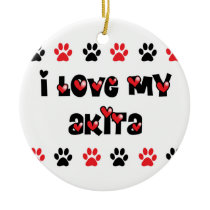 I Love My Akita Christmas Tree Ornaments