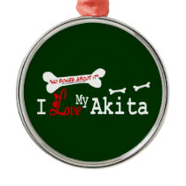 I Love My Akita Christmas Tree Ornament