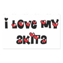 I Love My Akita Rectangle Sticker