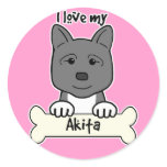 I Love My Akita Sticker