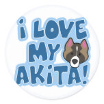 I Love My Akita Stickers
