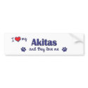 I Love My Akitas (Multiple Dogs) bumper stickers