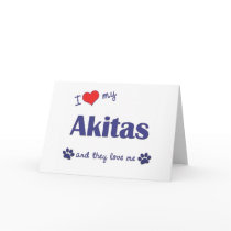 I Love My Akitas (Multiple Dogs) Greeting Card