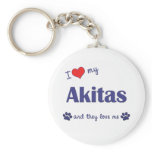 I Love My Akitas (Multiple Dogs) keychains