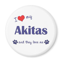 I Love My Akitas (Multiple Dogs) Magnets