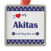I Love My Akitas (Multiple Dogs) Christmas Tree Ornaments