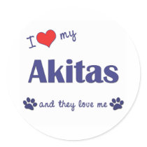 I Love My Akitas (Multiple Dogs) Sticker