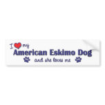 I Love My American Eskimo Dog (Female Dog) bumper stickers