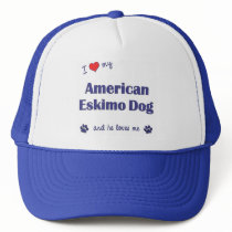 I Love My American Eskimo Dog (Male Dog) Mesh Hat