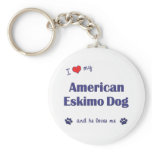 I Love My American Eskimo Dog (Male Dog) keychains