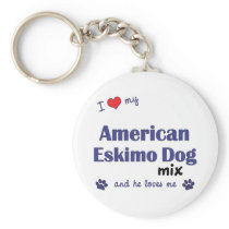 I Love My American Eskimo Dog Mix (Male Dog) Key Chain