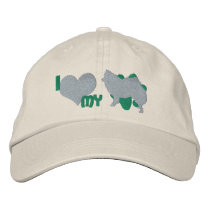 I Love my American Eskimo Dog Teal Embroidered Hat