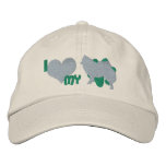 I Love my American Eskimo Dog Teal Embroidered Hat embroidered hats