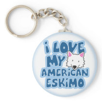 I Love My American Eskimo Keychain